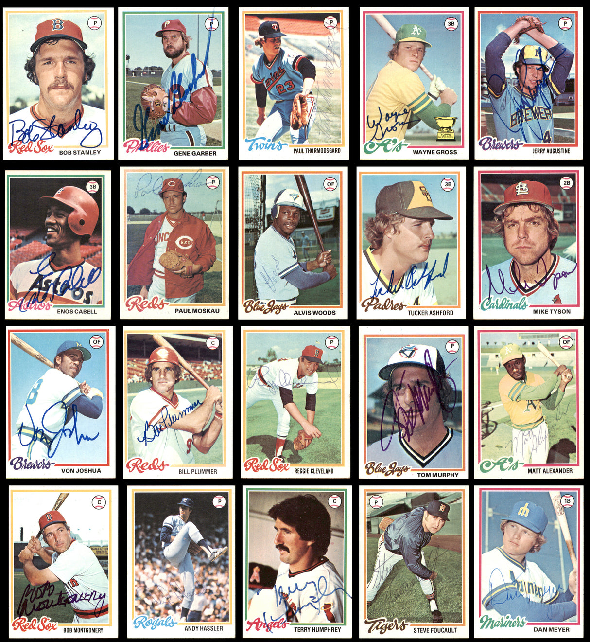 155 Count Lot of Autographed 1978 Topps Baseball Cards (All Different) SKU #266562