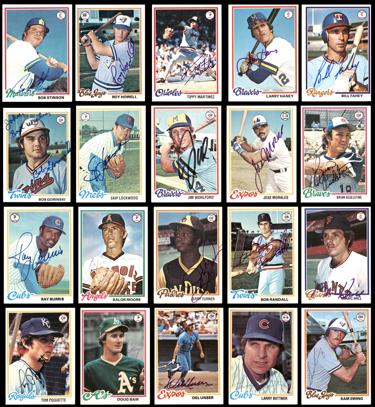 218 Count Lot of Autographed 1978 Topps Baseball Cards (All Different) SKU #266565