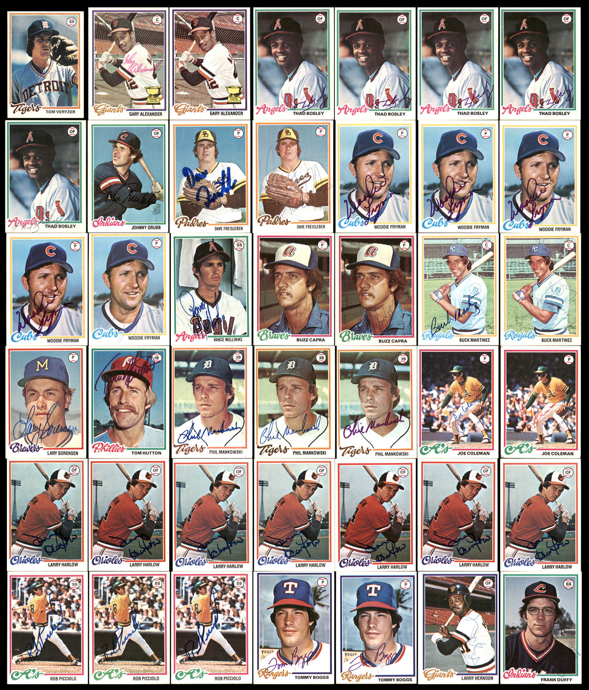 292 Count Lot of Autographed 1978 Topps Baseball Cards SKU #266566