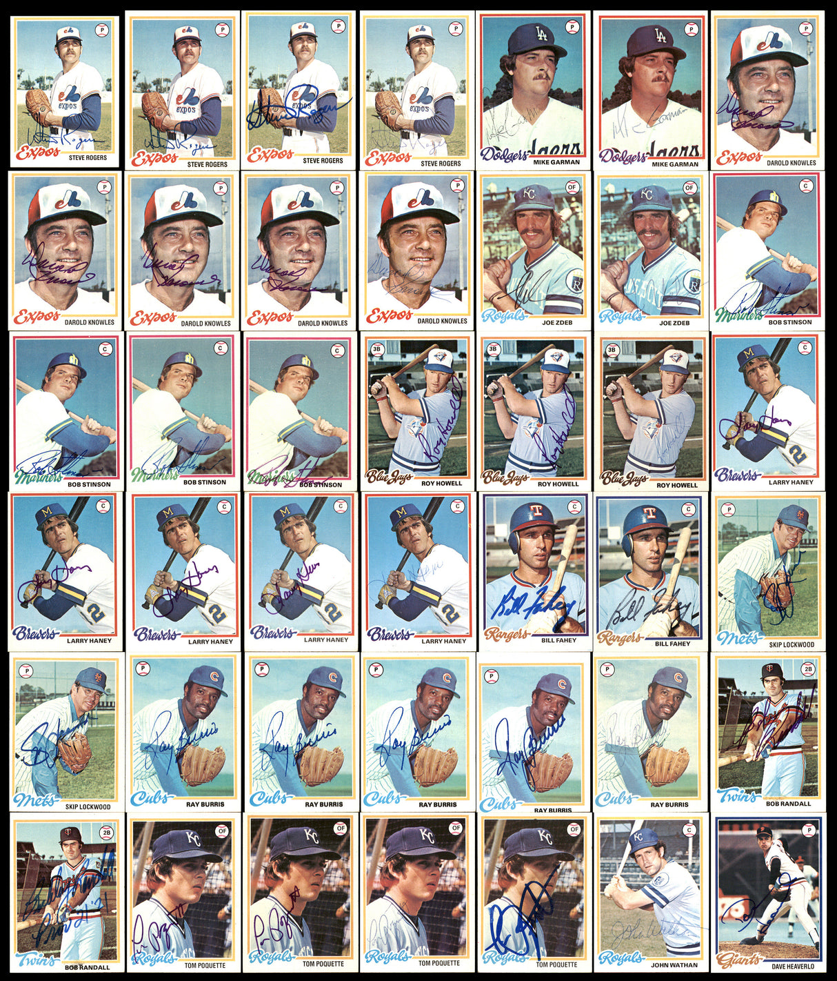 292 Count Lot of Autographed 1978 Topps Baseball Cards SKU #266566