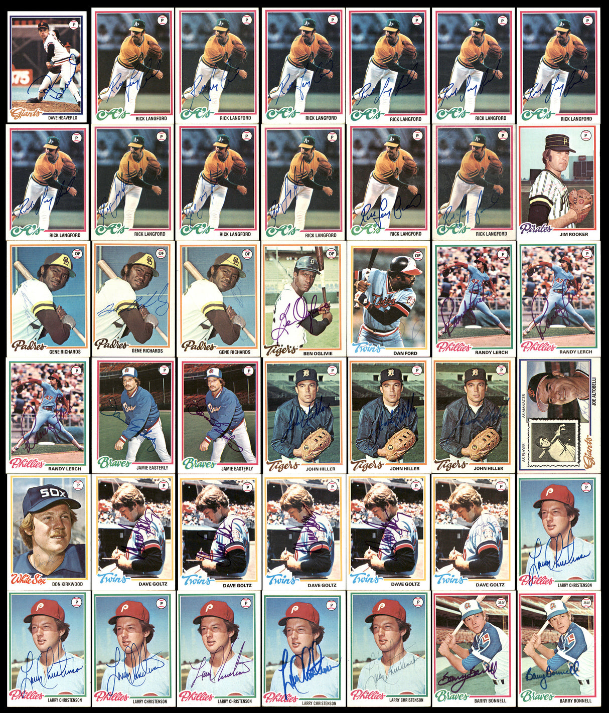 292 Count Lot of Autographed 1978 Topps Baseball Cards SKU #266566