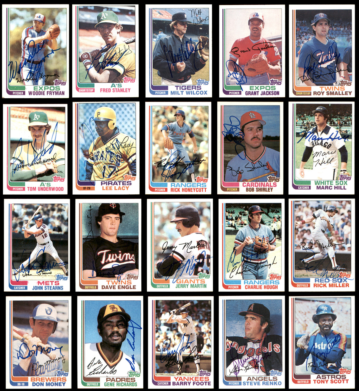195 Count Lot of Autographed 1982 Topps Baseball Cards (All Different) SKU #266568