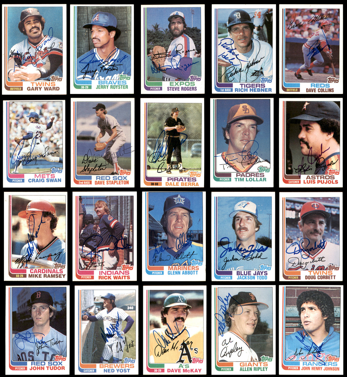 195 Count Lot of Autographed 1982 Topps Baseball Cards (All Different) SKU #266568