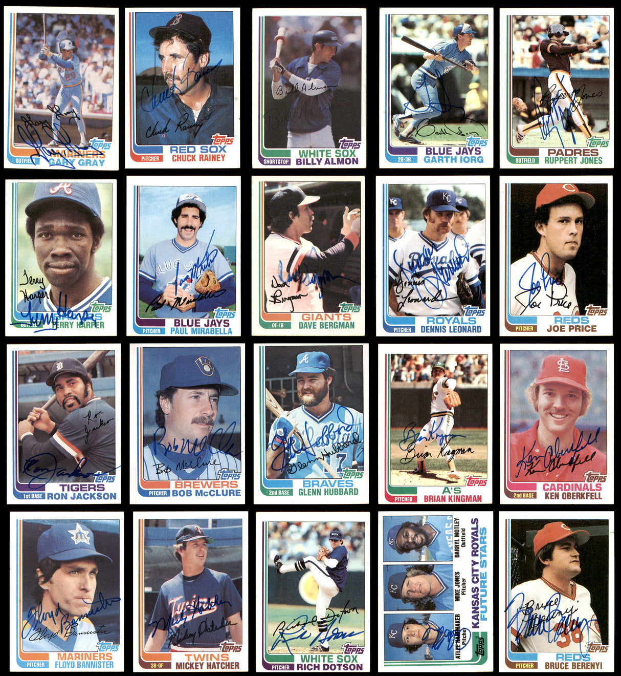 195 Count Lot of Autographed 1982 Topps Baseball Cards (All Different) SKU #266568