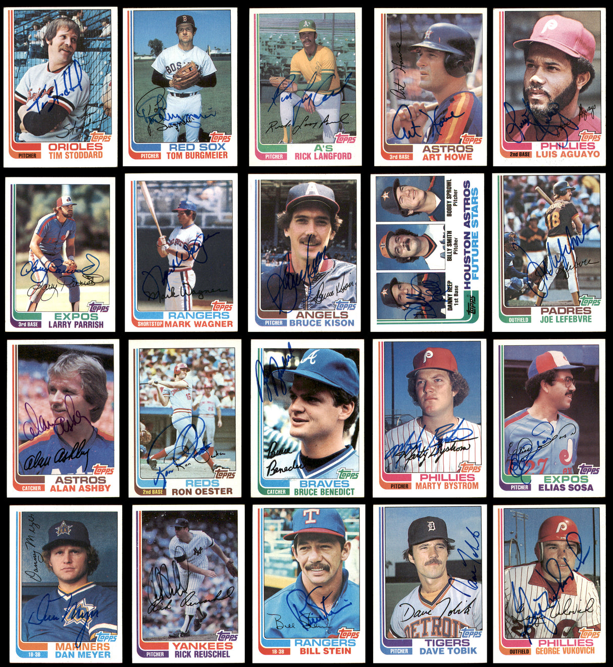 195 Count Lot of Autographed 1982 Topps Baseball Cards (All Different) SKU #266568