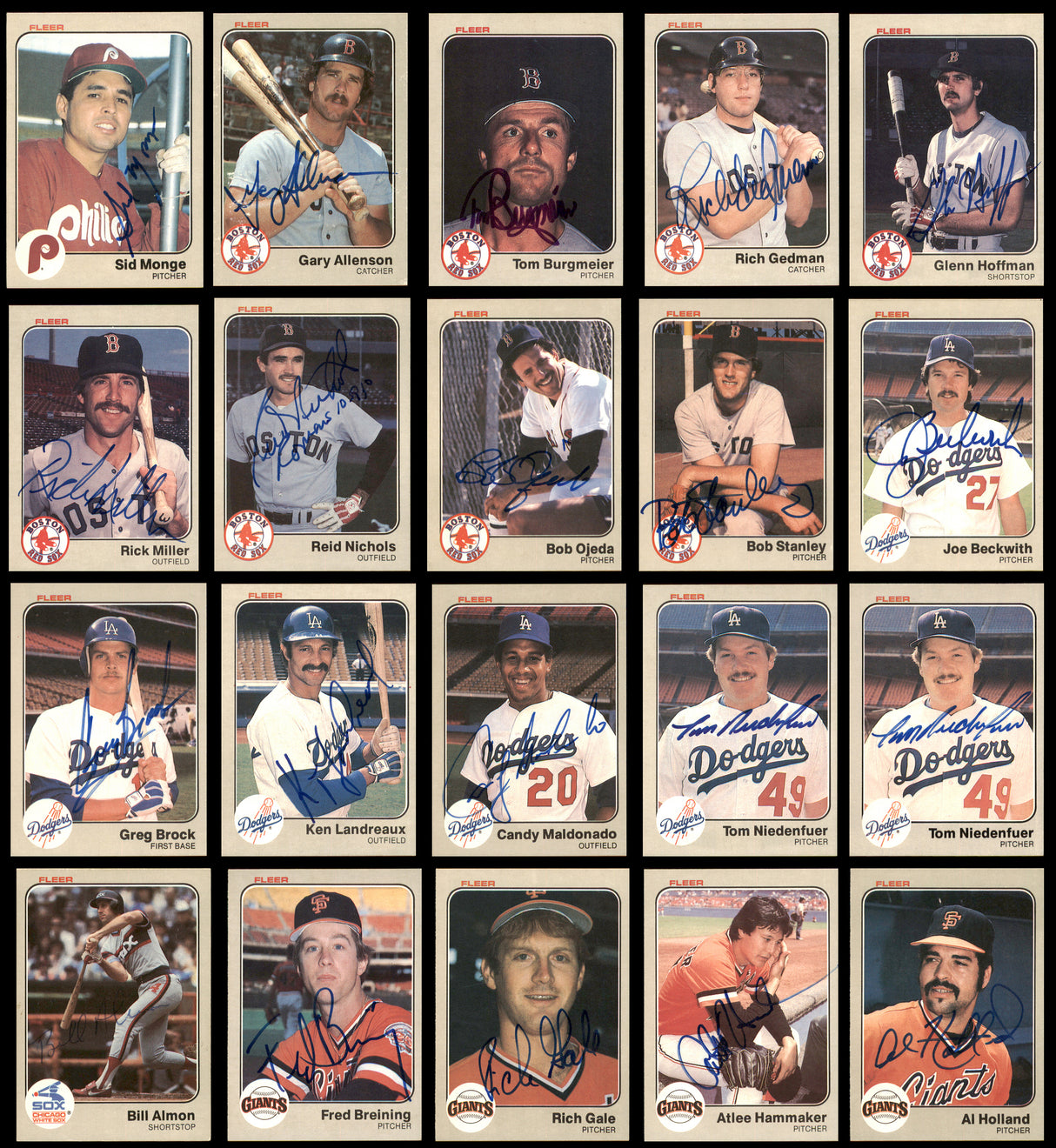 227 Count Lot of Autographed 1983 Fleer Baseball Cards SKU #266572