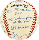 Joe Morgan Autographed Official NL Baseball Cincinnati Reds With 20 Stats JSA #CG26380