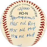 Joe Morgan Autographed Official NL Baseball Cincinnati Reds With 20 Stats JSA #CG26380