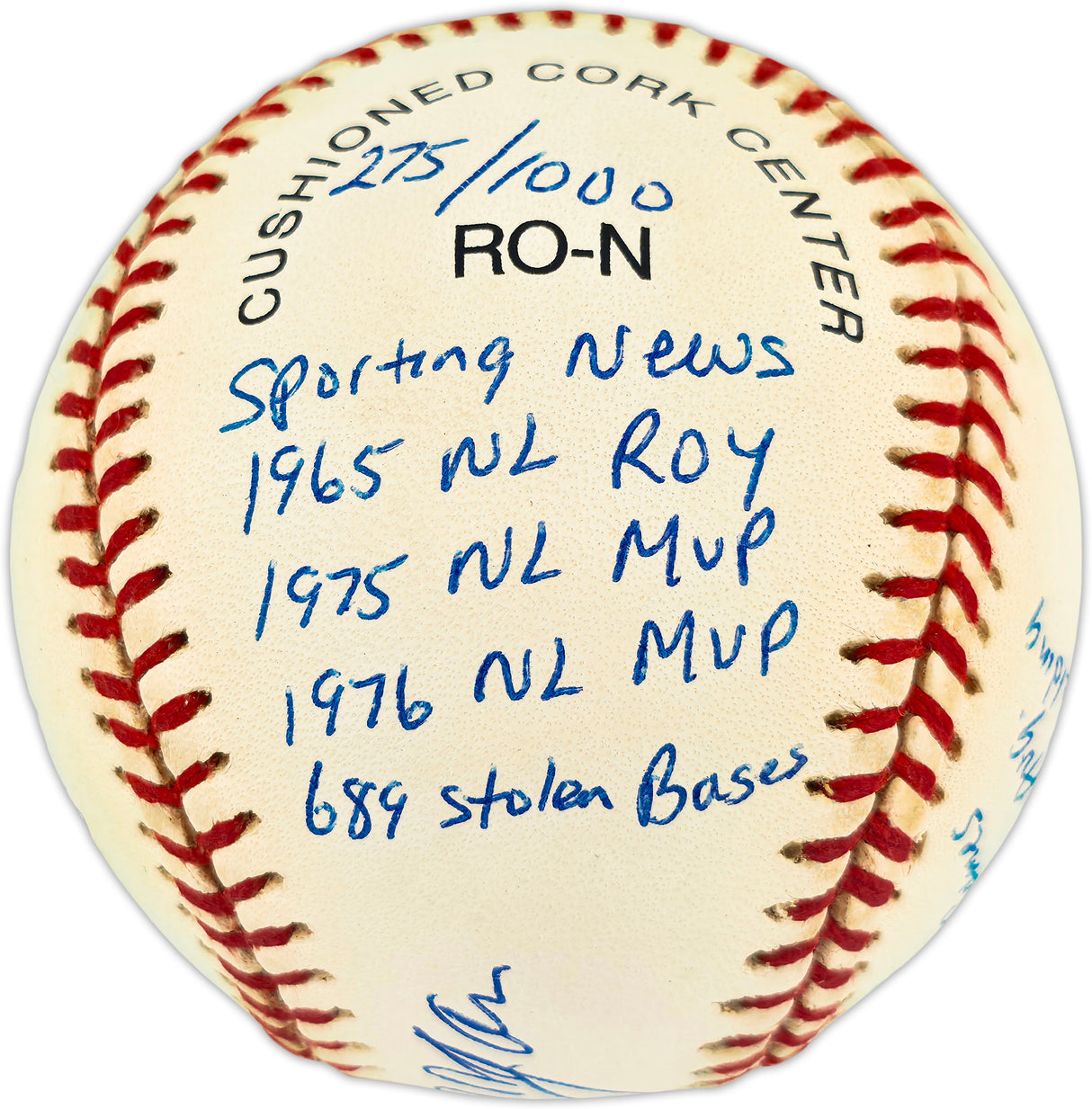 Joe Morgan Autographed Official NL Baseball Cincinnati Reds With 20 Stats JSA #CG26376