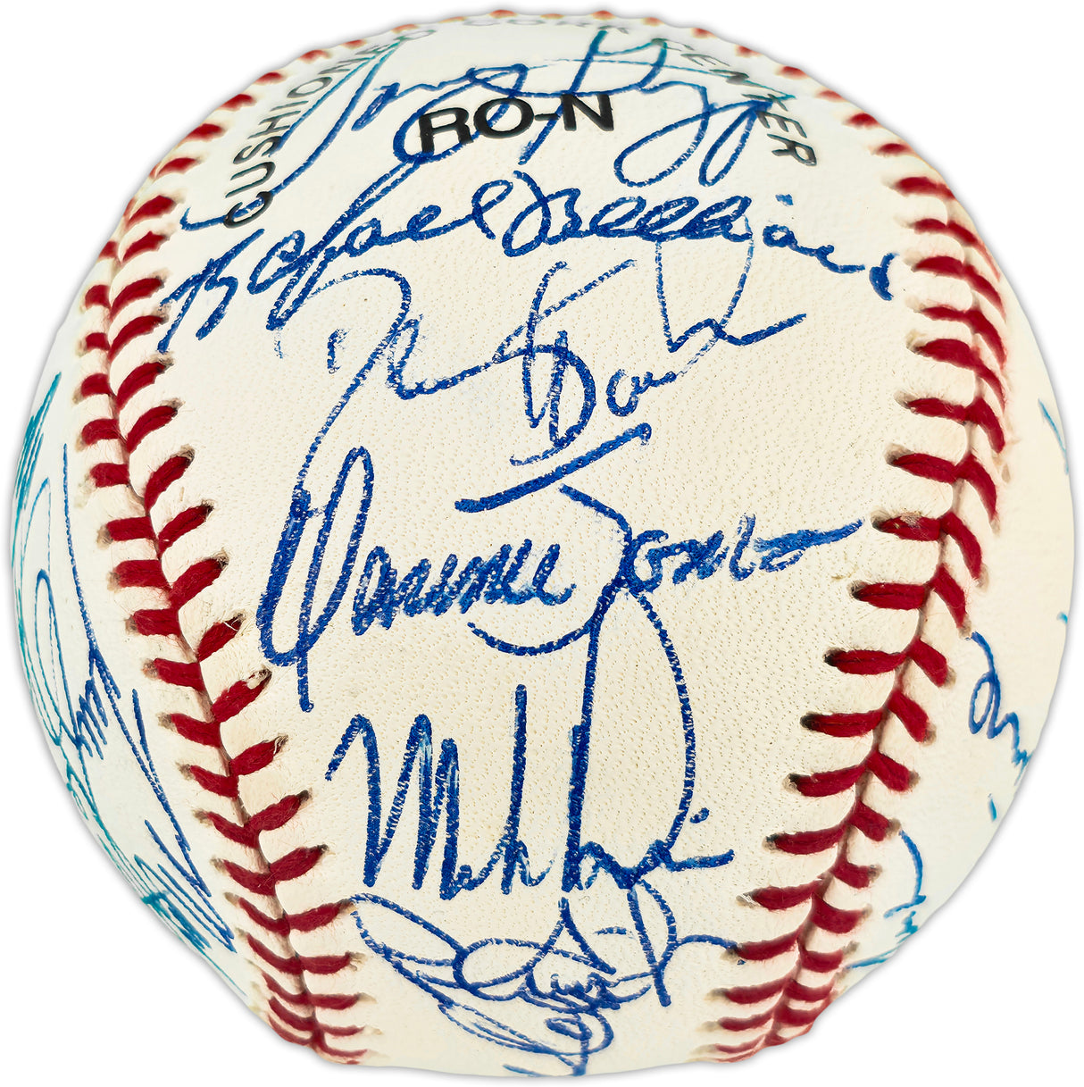 1992 Atlanta Braves Team Autographed Official NL Baseball With 28 Signatures Including Deion Sanders & John Smoltz SKU #266712
