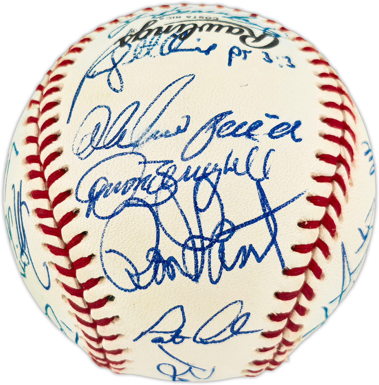 1992 Atlanta Braves Team Autographed Official NL Baseball With 28 Signatures Including Deion Sanders & John Smoltz SKU #266712