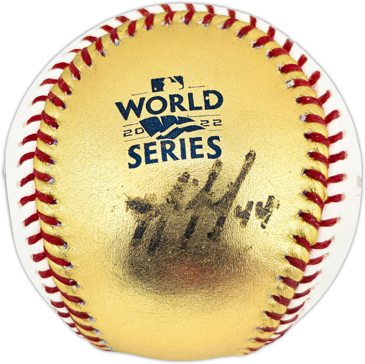 Yordan Alvarez Autographed Official 2022 Gold World Series Logo Baseball Houston Astros (Smudged) Beckett BAS #W381819