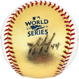 Yordan Alvarez Autographed Official 2022 Gold World Series Logo Baseball Houston Astros (Smudged) Beckett BAS #W381819