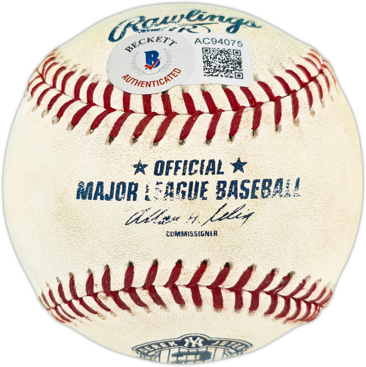 Derek Jeter Autographed Official Game Used Jeter Retirement Logo Baseball New York Yankees Beckett BAS #AC94075