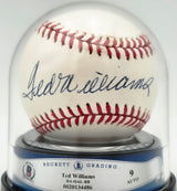 Ted Williams Autographed Official AL Baseball Boston Red Sox Auto Grade Mint 9 Beckett BAS #20134486