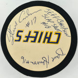 Hanson Brothers Autographed Official Chiefs Logo Hockey Puck Slap Shot SKU #266841