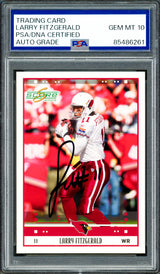 Larry Fitzgerald Autographed 2005 Score Card #8 Arizona Cardinals Auto Grade Gem Mint 10 PSA/DNA #85486261