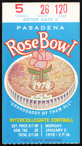 Unsigned 1978 Rose Bowl Ticket Stub Washington vs. Michigan SKU #267029