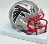 Bijan Robinson Autographed Atlanta Falcons Flash Silver Speed Mini Helmet Beckett BAS Witness #1W878945