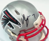 Bijan Robinson Autographed Atlanta Falcons Flash Silver Speed Mini Helmet Beckett BAS Witness #1W878945