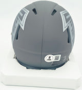 Bijan Robinson Autographed Atlanta Falcons Slate Gray Speed Mini Helmet Beckett BAS Witness #1W878917