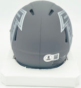 Bijan Robinson Autographed Atlanta Falcons Slate Gray Speed Mini Helmet Beckett BAS Witness #1W878902
