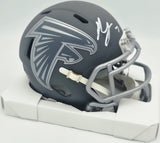 Bijan Robinson Autographed Atlanta Falcons Slate Gray Speed Mini Helmet Beckett BAS Witness #1W878899