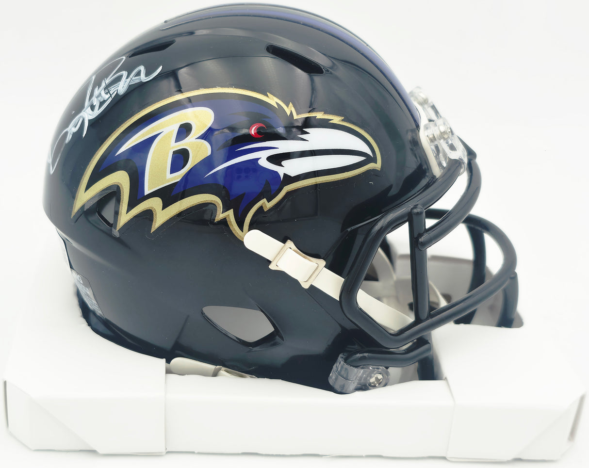 Derrick Henry Autographed Baltimore Ravens Black Speed Mini Helmet Beckett BAS Witness #1W478779