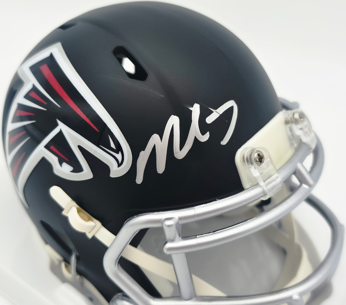 Bijan Robinson Autographed Atlanta Falcons Matte Black Speed Mini Helmet Beckett BAS Witness #4W780680