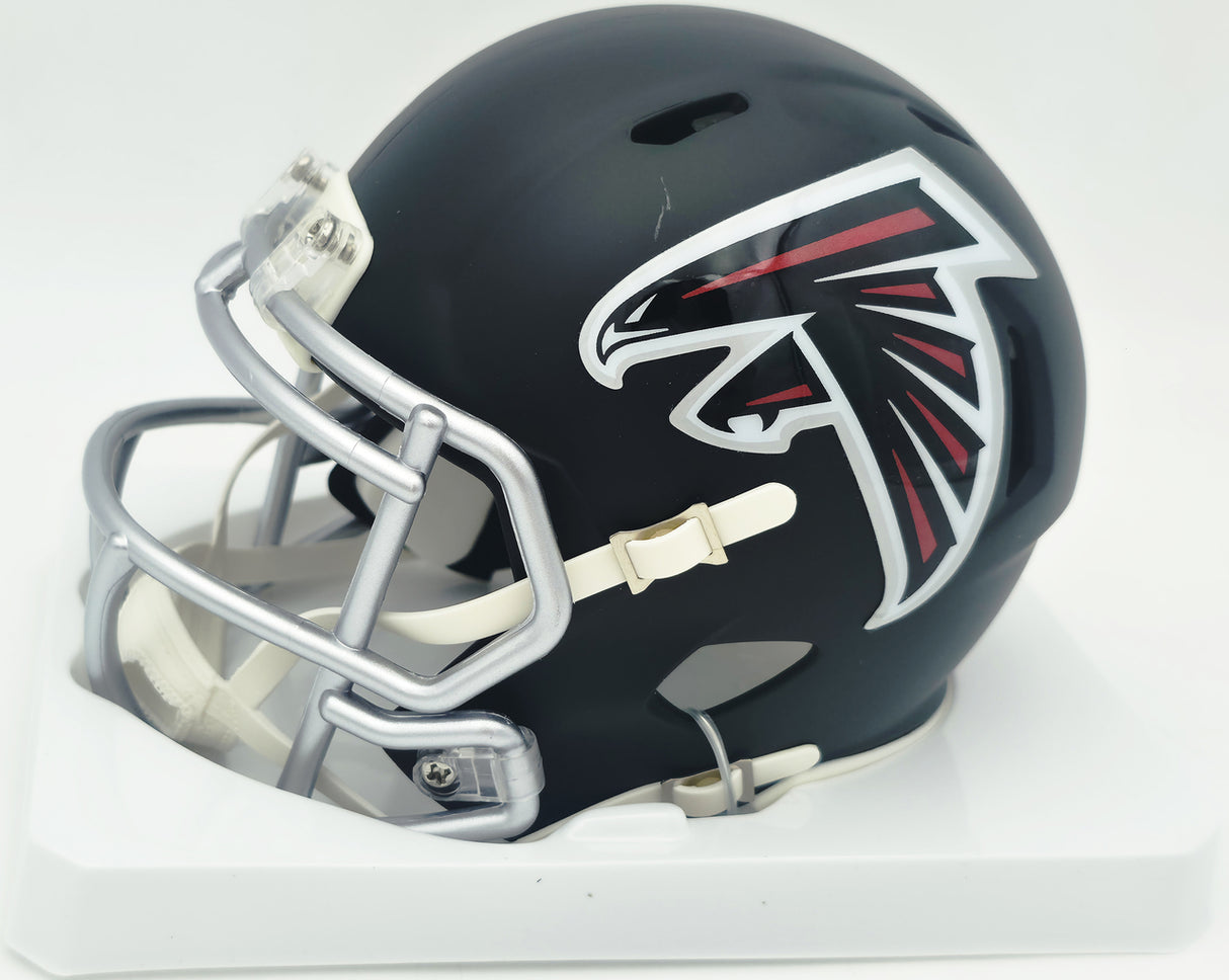 Bijan Robinson Autographed Atlanta Falcons Matte Black Speed Mini Helmet Beckett BAS Witness #4W780680