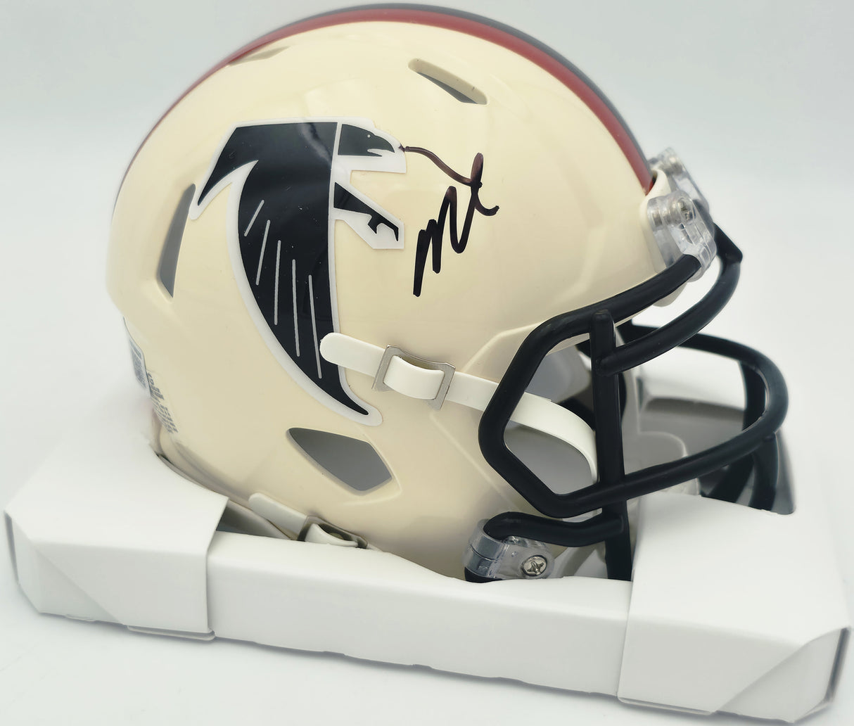 Bijan Robinson Autographed Atlanta Falcons Cream Retro Speed Mini Helmet Beckett BAS Witness #4W780628