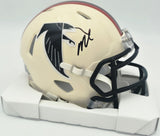 Bijan Robinson Autographed Atlanta Falcons Cream Retro Speed Mini Helmet Beckett BAS Witness #4W780628