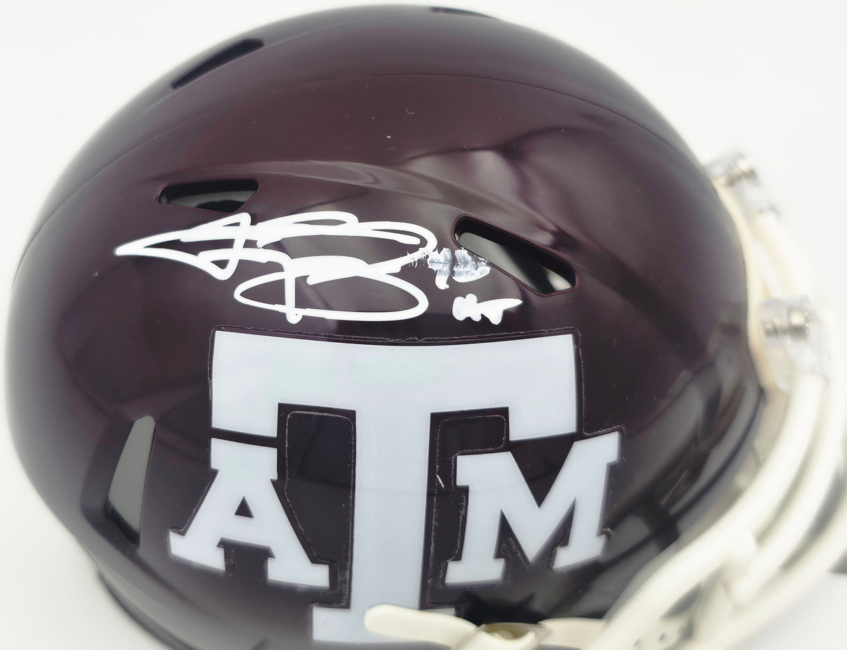 Johnny Manziel Autographed Texas A&M Aggies Maroon Speed Mini Helmet "12 HT" Beckett BAS Witness #3W319923