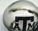 Johnny Manziel Autographed Texas A&M Aggies Silver Ice Speed Mini Helmet Beckett BAS Witness #3W319976