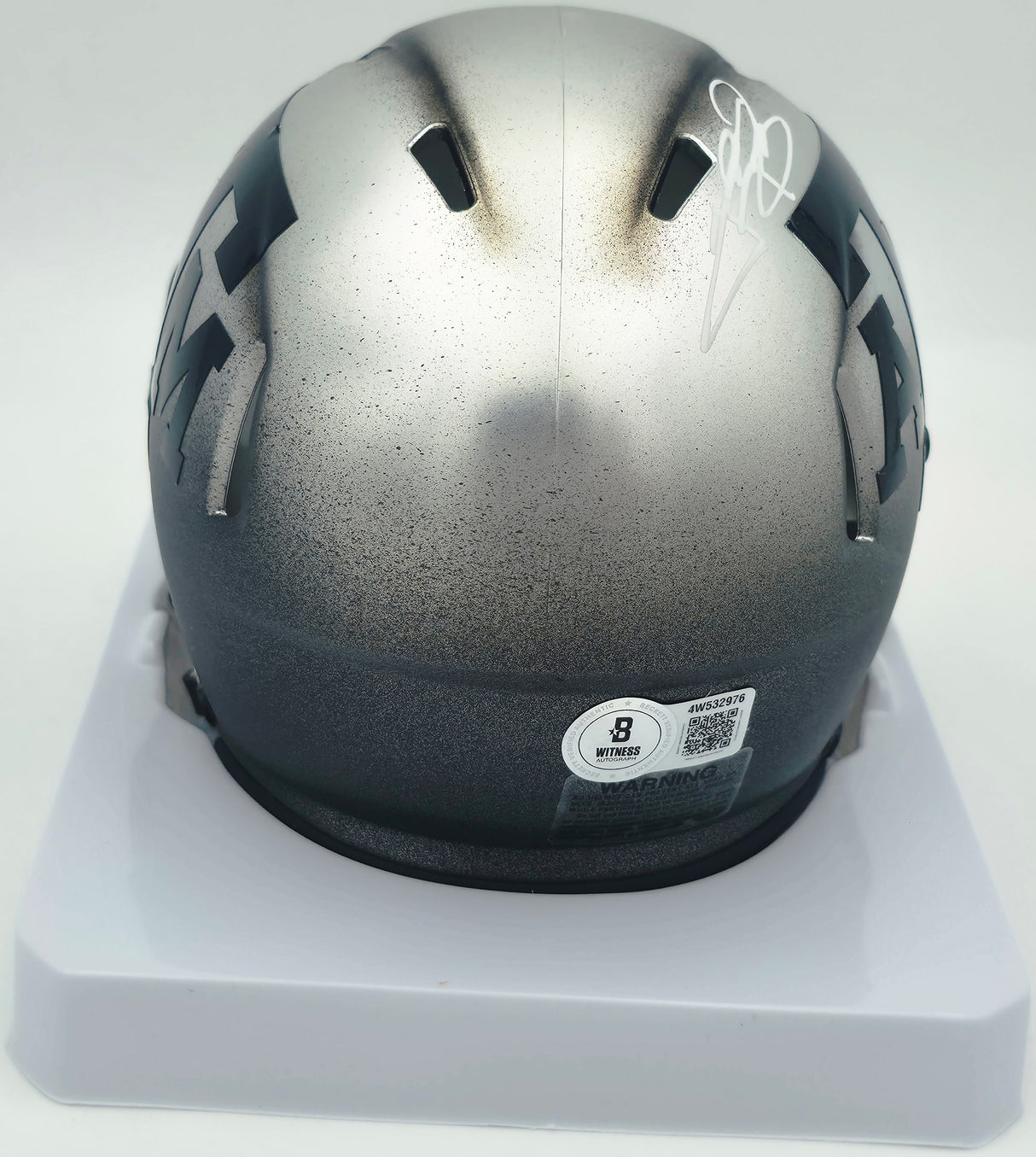 Johnny Manziel Autographed Texas A&M Aggies Silver Ice Speed Mini Helmet Beckett BAS Witness #3W319976