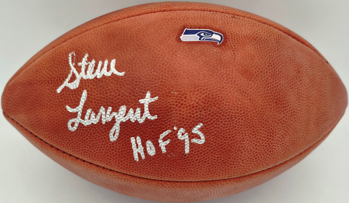Steve Largent Autographed Official NFL Leather Football Seattle Seahawks "HOF 95" MCS Holo #102017