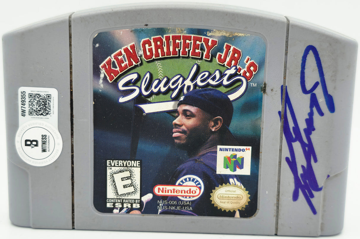Ken Griffey Jr. Autographed Slugfest Video Game Cartridge Seattle Mariners (Damaged) Beckett BAS Witness #4W749355