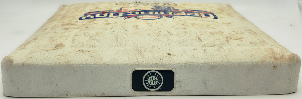 Ichiro Suzuki Autographed Game Used 2002 Opening Day Base Seattle Mariners "2002 GU 4/1/02 & 3-5" Beckett BAS Witness #4W624929