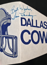 Tom Landry Autographed Dallas Cowboys Pennant "Best Wishes" Beckett BAS QR #BW06396