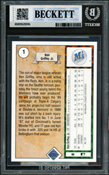 Ken Griffey Jr. Autographed 1989 Upper Deck Rookie Card #1 Seattle Mariners BGS 8.5 Auto Grade Gem Mint 10 Beckett BAS #20520245