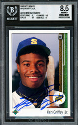 Ken Griffey Jr. Autographed 1989 Upper Deck Rookie Card #1 Seattle Mariners BGS 8.5 Auto Grade Gem Mint 10 Beckett BAS #20520248
