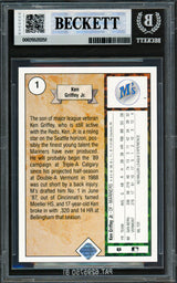 Ken Griffey Jr. Autographed 1989 Upper Deck Rookie Card #1 Seattle Mariners BGS 8.5 Auto Grade Gem Mint 10 Beckett BAS #20520251