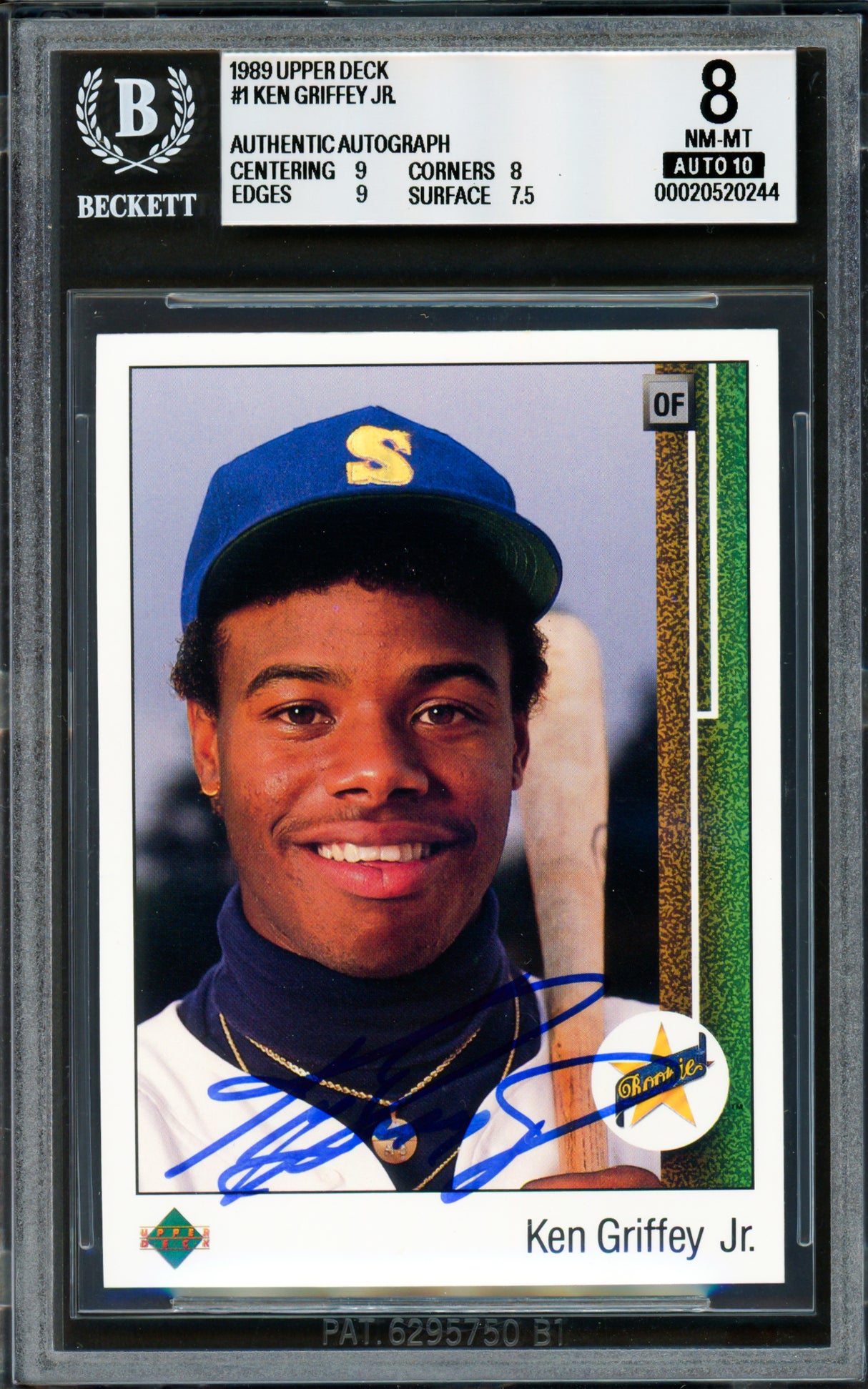 Ken Griffey Jr. Autographed 1989 Upper Deck Rookie Card #1 Seattle Mariners BGS 8 Auto Grade Gem Mint 10 Beckett BAS #20520244