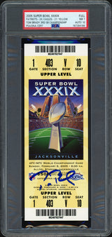 Tom Brady Autographed 2005 Super Bowl XXXIX Full Ticket New England Patriots PSA 7 Auto Grade Gem Mint 10 PSA/DNA #167394166