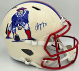 Christian Gonzalez Autographed New England Patriots Cream Retro Full Size Speed Replica Helmet Beckett BAS Witness #4W704849