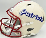 Christian Gonzalez Autographed New England Patriots Cream Retro Full Size Speed Replica Helmet Beckett BAS Witness #4W704849
