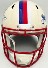 Christian Gonzalez Autographed New England Patriots Cream Retro Full Size Speed Replica Helmet Beckett BAS Witness #4W704849