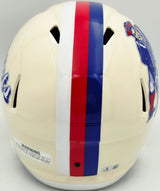Christian Gonzalez Autographed New England Patriots Cream Retro Full Size Speed Replica Helmet Beckett BAS Witness #4W704849
