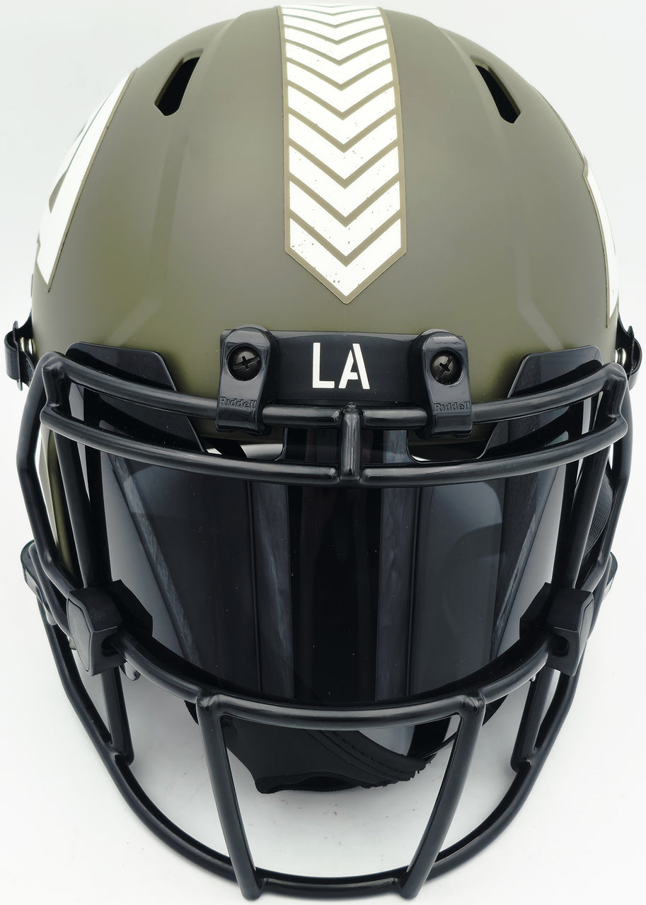 Blake Corum Autographed Los Angeles Rams Salute to Service Full Size Speed Replica Helmet Beckett BAS Witness #1W920170