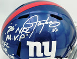 Lawrence Taylor Autographed New York Giants Blue Full Size Speed Replica Helmet "86 NFL MVP & Top 100" JSA Witness #WC177013